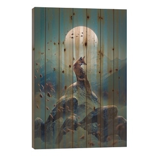 Winter Fox Print On Wood by Adam Cousins - Multi-Color