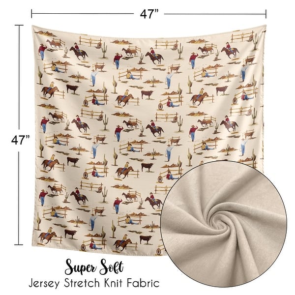 Wild West Cowboy Collection Boy Baby Swaddle Receiving Blanket - Red, Blue, Tan Western Southern Country Horse