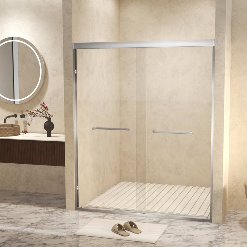 GDFStudio - Landon Modern Double-Sliding Tempered Glass Shower Door Set