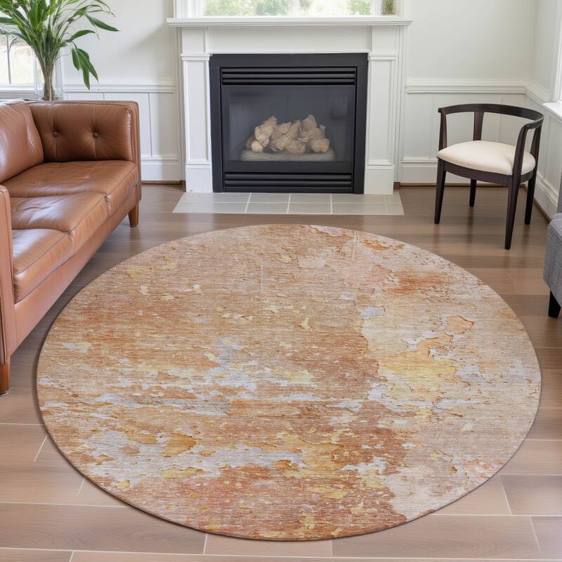 Premium Washable Super Soft Abstract Watercolor Mayfield Rug - Salmon - 8' x 8'