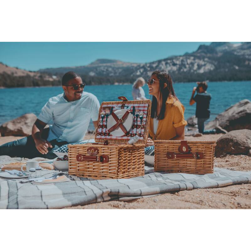 Picnic Time Catalina Picnic Basket, (Red & White Plaid Pattern) - N/A