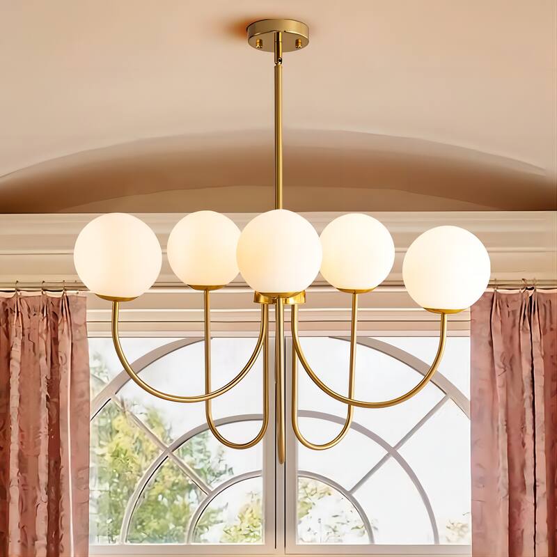 Modern Sputnik Glass Bubble Chandelier in Gold for Dining Room - 6 Light - Gold