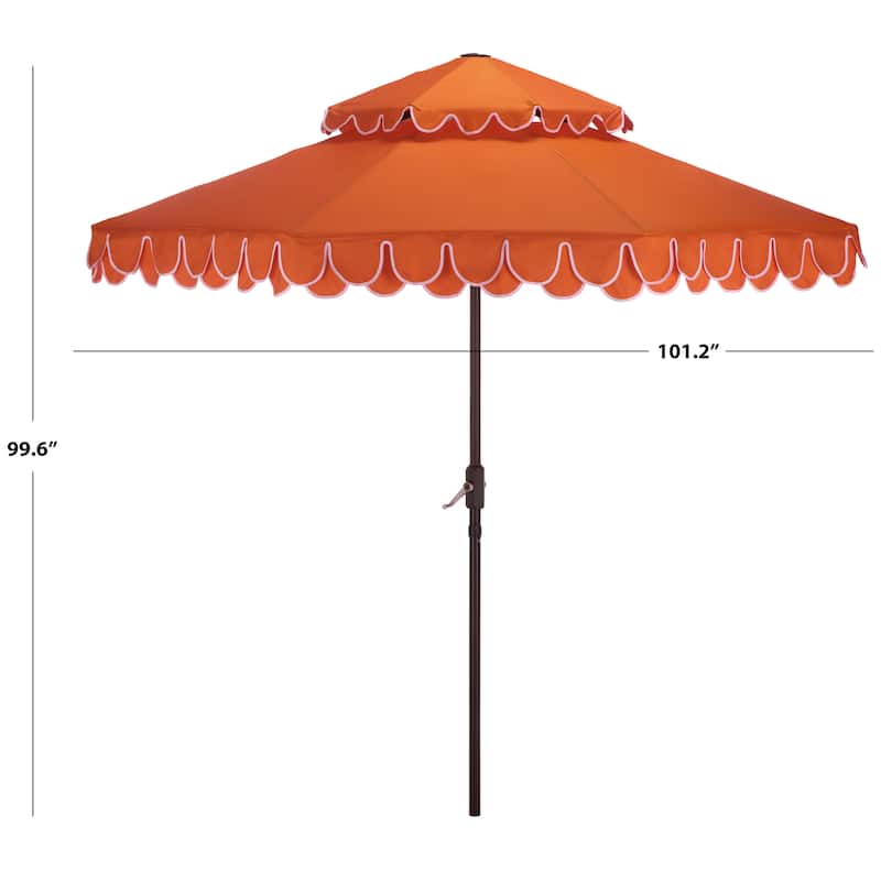 SAFAVIEH Outdoor Kjerstin Valance 9Ft Double Top Umbrella