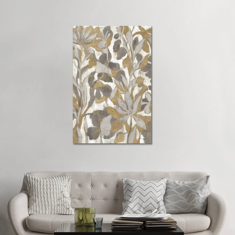 iCanvas "Painted Tropical Screen I Gray Gold" by Silvia Vassileva Canvas Print