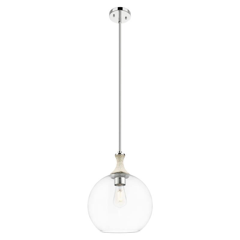 Innovations Lighting Downtown Urban - Astor - 1 Light 12" Rope Detailed Stem Hung Mini Pendant - Clear Shade/Polished Nickel