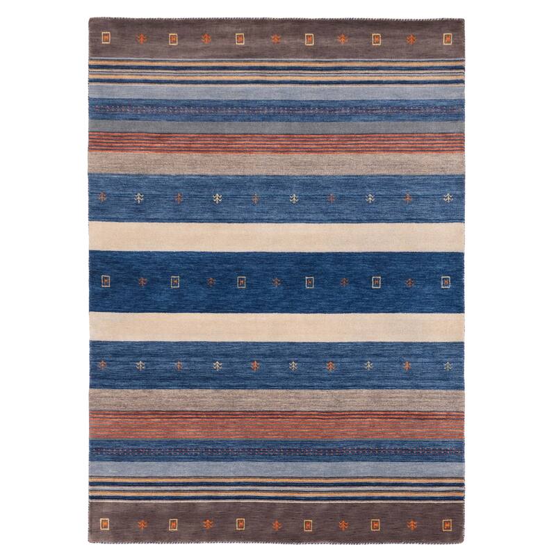 ECARPETGALLERY Hand Loomed Kashkuli Gabbeh Dark Blue Wool Rug - 6'10 x 9'9