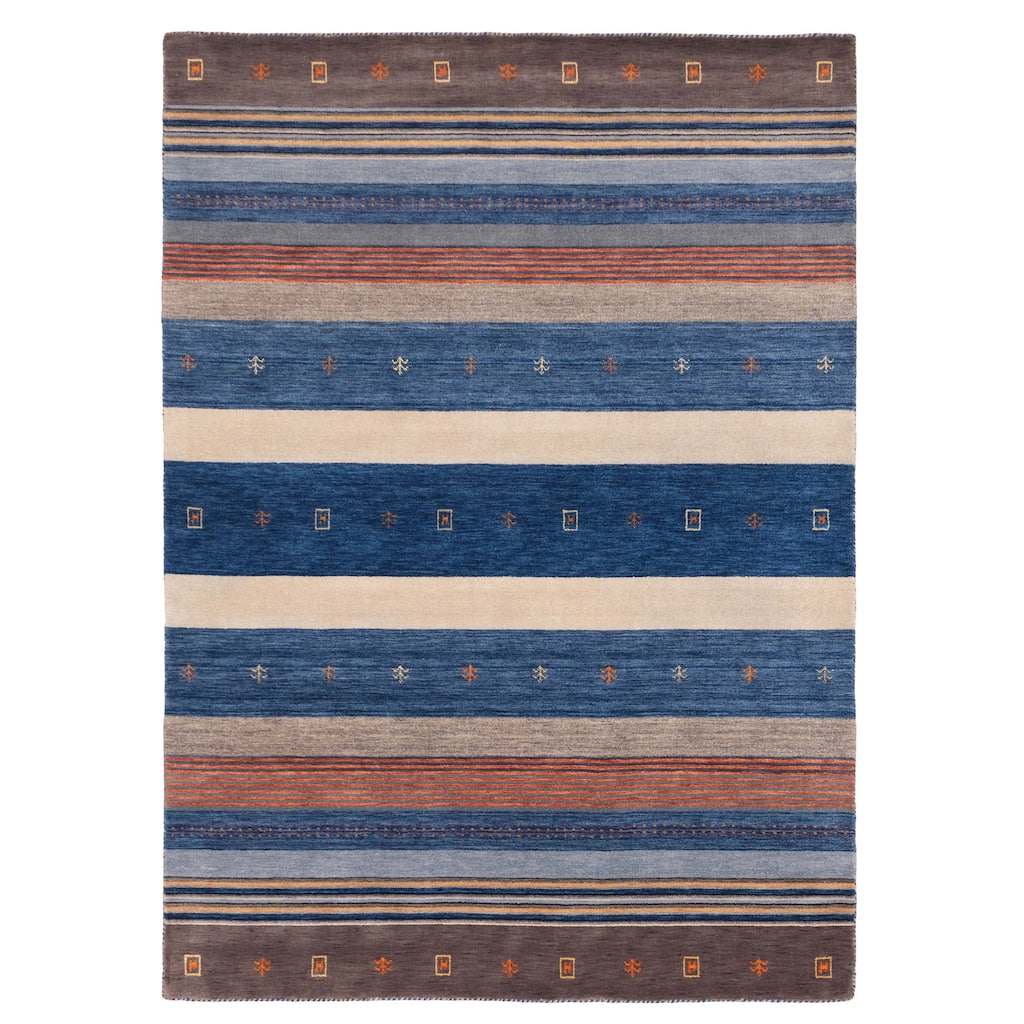 ECARPETGALLERY Hand Loomed Kashkuli Gabbeh Dark Blue Wool Rug - 6'10 x 9'9