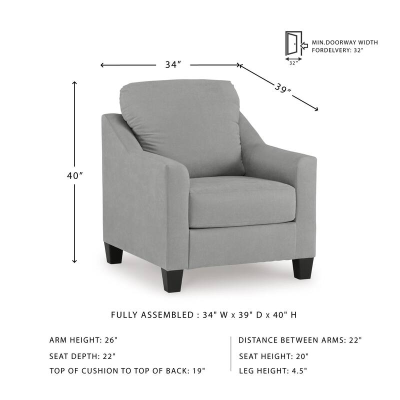 Signature Design by Ashley Adlai Gray Chair - 34"W x 39"D x 40"H