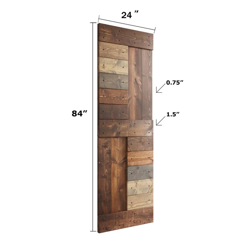 Coast Sequoia 24in./30in./36in./42in. x 84in. S Series Multi-Color Pine Wood Sliding Barn Door With Hardware Kit