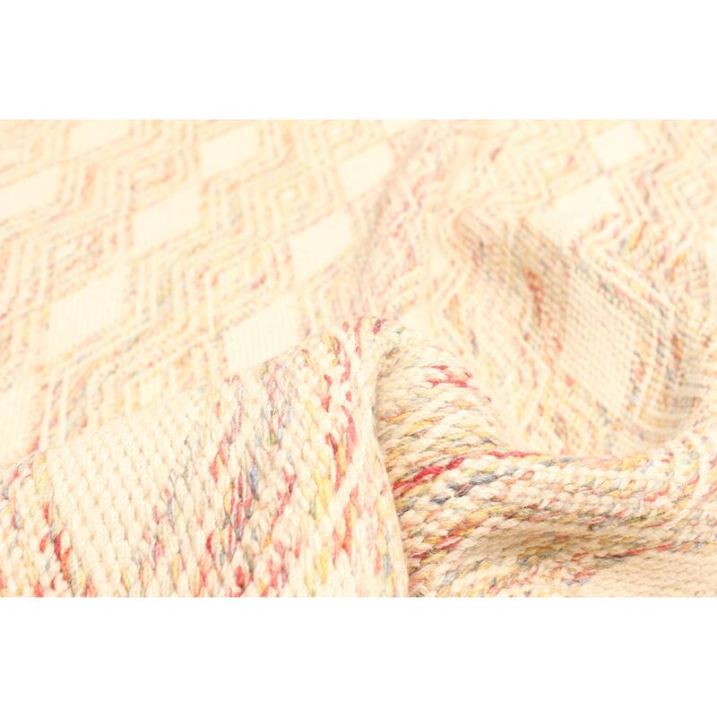 ECARPETGALLERY Flat-Weave Ankara FW Cream Wool Kilim - 4'11 x 7'8