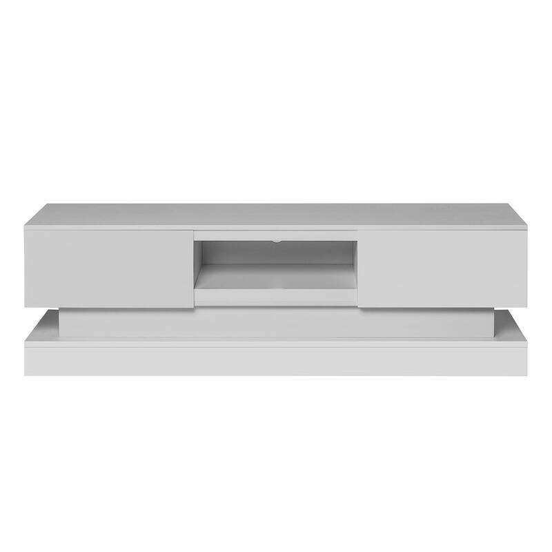 Modern TV Stand with LED Lights and High Gloss Front