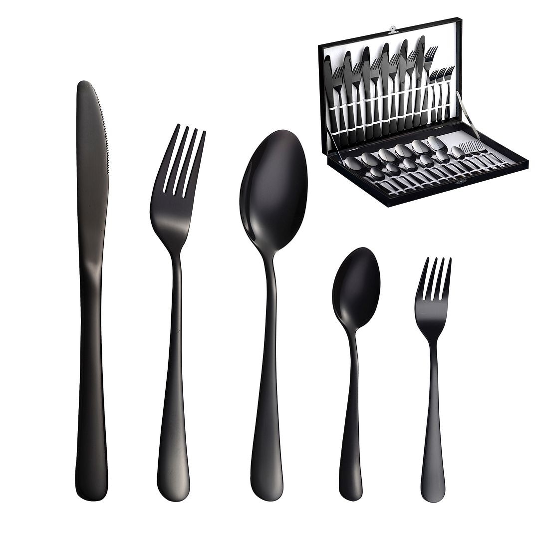 Velaze 20-Piece 18/8 Black Mirror Polished Stainless Steel Eating