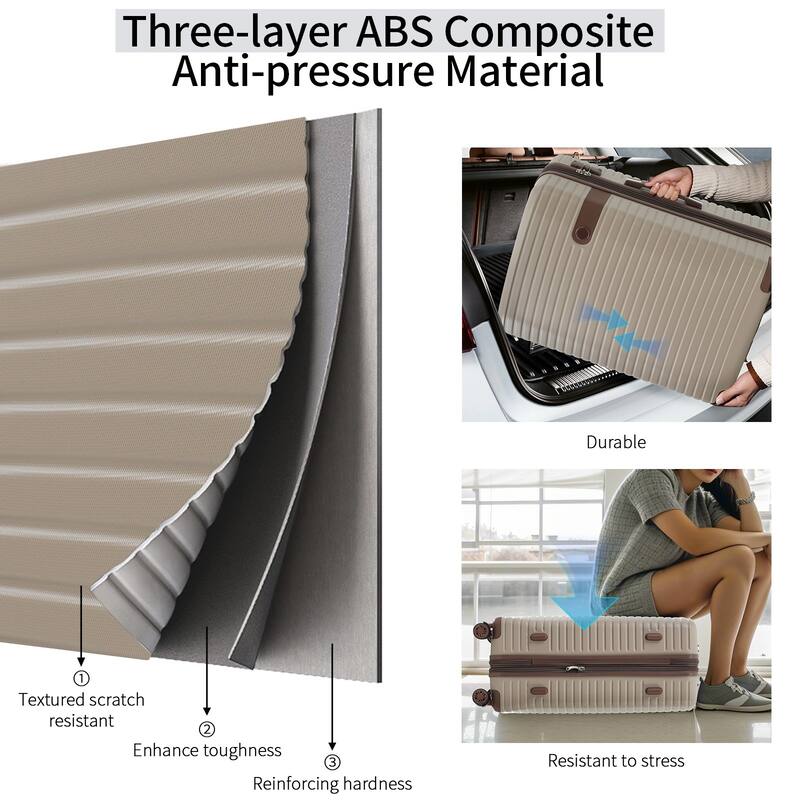 ABS Hard Shell Lightweight Expandable Travel Luggage with 4 Packing Cubes, TSA Lock, Spinner Wheels