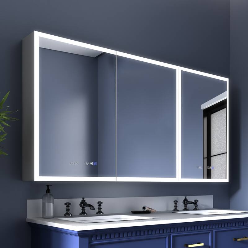 ExBrite 36" x 30" LED Lighted Bathroom Medicine Cabinet with Mirror,Recessed or Surface Mount,Defog