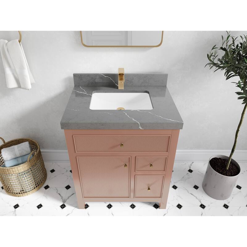 Willow Collections 30 in W x 22 in D Sonoma Free Standing Reeded Single Sink Bathroom Vanity with Countertop