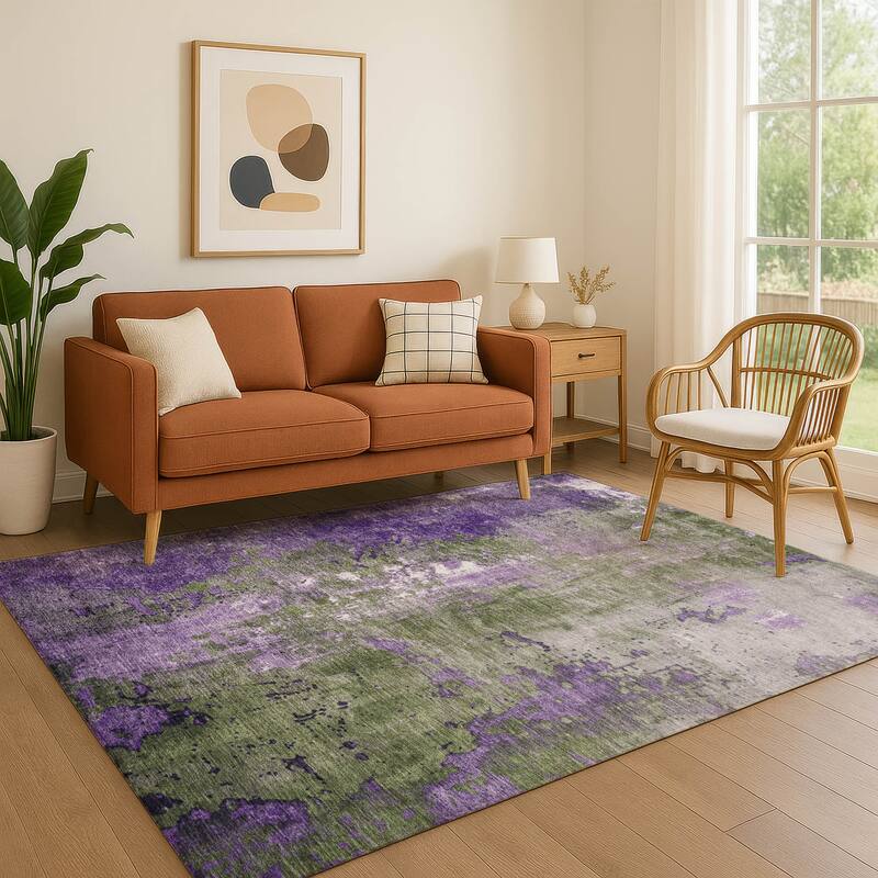 Premium Washable Super Soft Abstract Chic Mayfield Rug - Olive - 2'6" x 3'10"