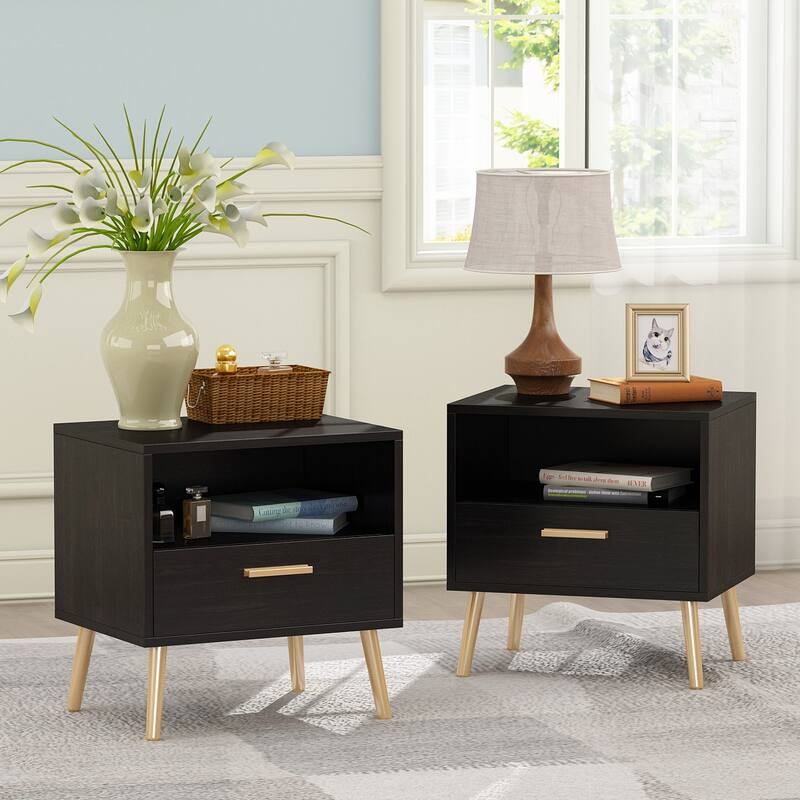 Timechee 20'' Tall 1 - Drawer Metal Legs Nightstand(One Piece)