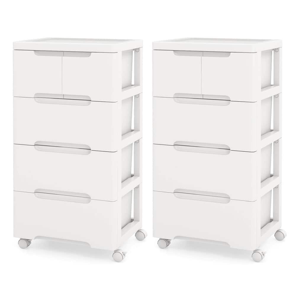Costway 2 PCS 5-Drawer Plastic Rolling Storage Cart with 4 Universal - See Details