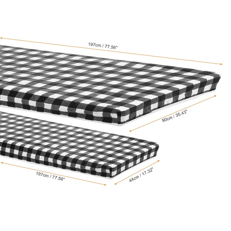 3Pcs Picnic Table Cover Bench Covers PVC Vinyl Fitted 6ft Tablecloth - 197 x 90 cm - Black