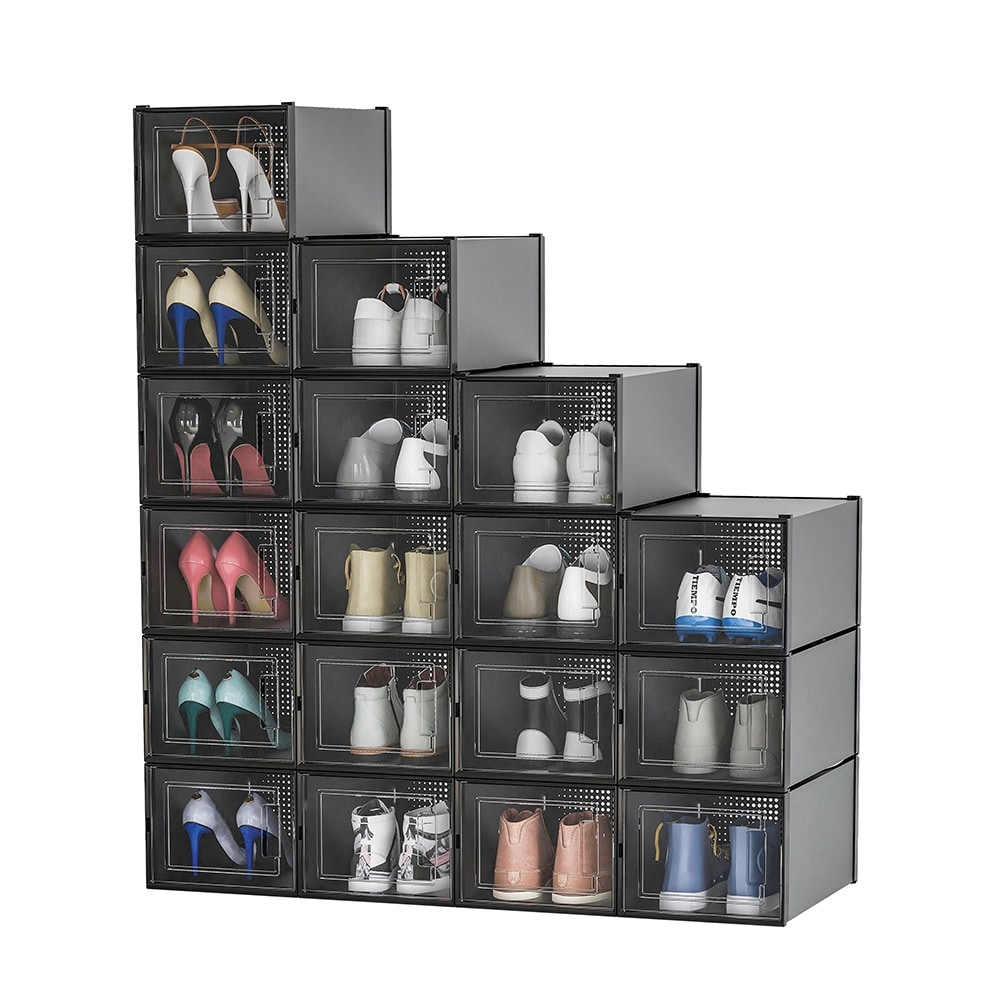 18 Pack Stackable Shoe Storage Boxes Foldable Plastic Shoe Organizer Bed Bath Beyond 33951823