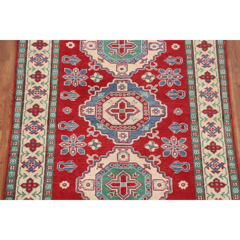 Red Kazak Area Rug Handmade Traditional Wool Carpet - 3'11" x 5'9"