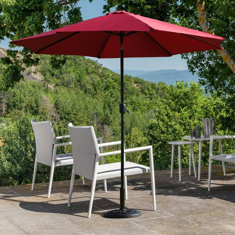 9 ft Round Patio Umbrella Outdoor Market Table Umbrella with Tilt and Crank lift for Garden, Lawn, Deck, Backyard & Pool
