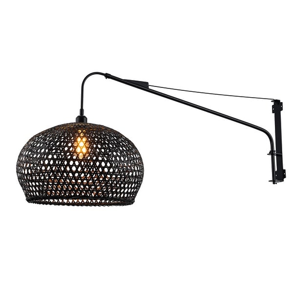 Vienna Plug-In Adjustable Swing Arm Wall Lamp in Matte Black