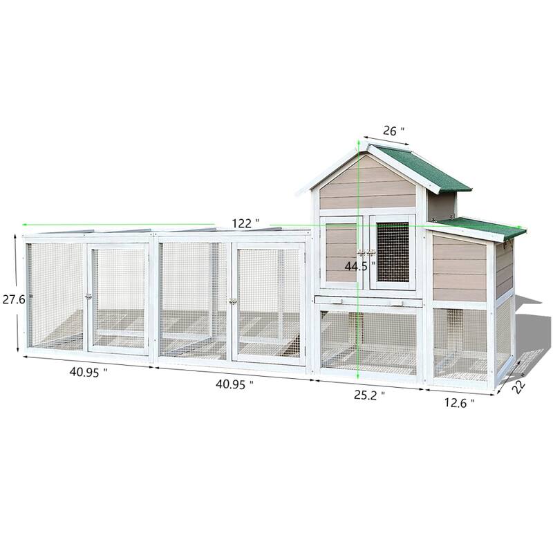 122" Large Wood Chicken Coop Hen House with Nesting Box