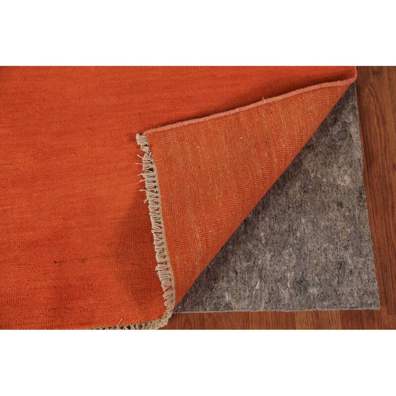 Orange Modern Gabbeh Area Rug Oriental Hand-Knotted Wool Carpet - 4'8" x 6'4"