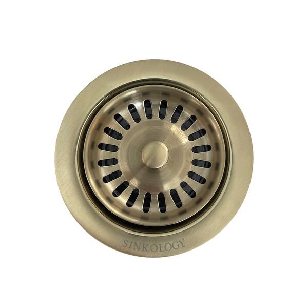 slide 2 of 7, SinkSense Satin Gold 3.5" Disposal Flange Drain with Stopper