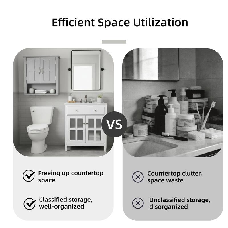 Bathroom Wall Storage Cabinet, Multi -functional Wall Mounted Cabinet with Adjustable Shelves, Medicine Cabinet