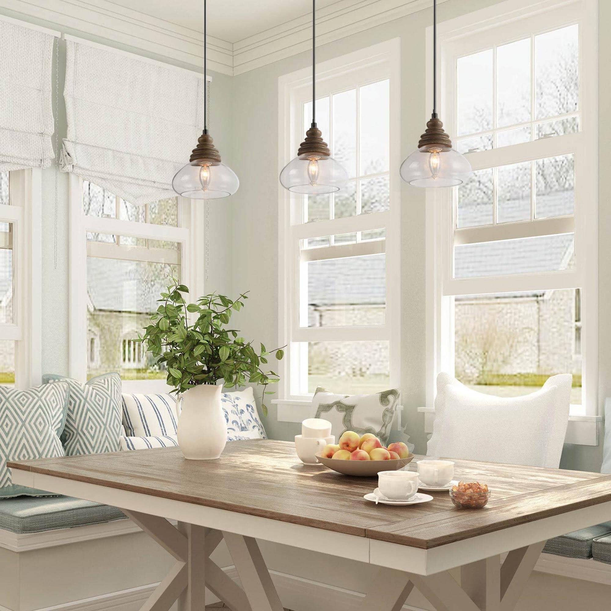 Glass and wood pendant shop