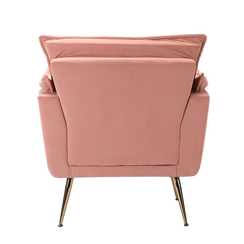 1ida Modern Velvet Tufted Padded Cushion Armchair with Golden Metal Legs by HULALA HOME