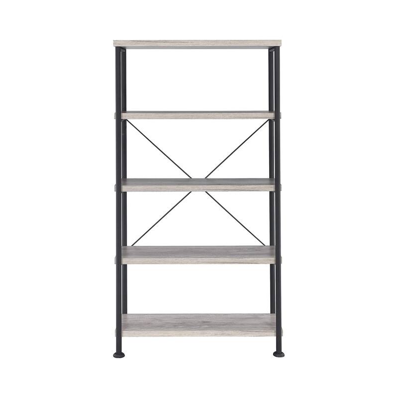 5-Tier Bookcase With Metal Frame in Grey