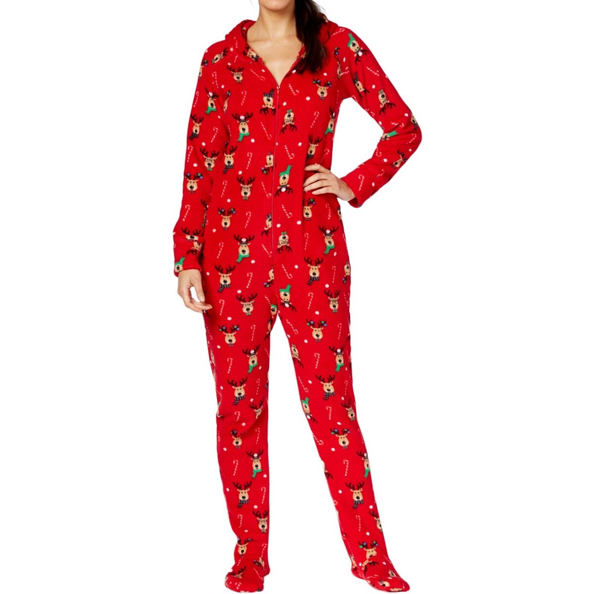 Shop Family Pjs Womens Reindeer Footed Pajamas Christmas Holiday Overstock 23595733