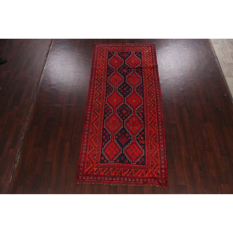 Tribal Geometric Qashqai Persian Area Rug Hand-knotted Wool Carpet - 4'6" x 9'11"