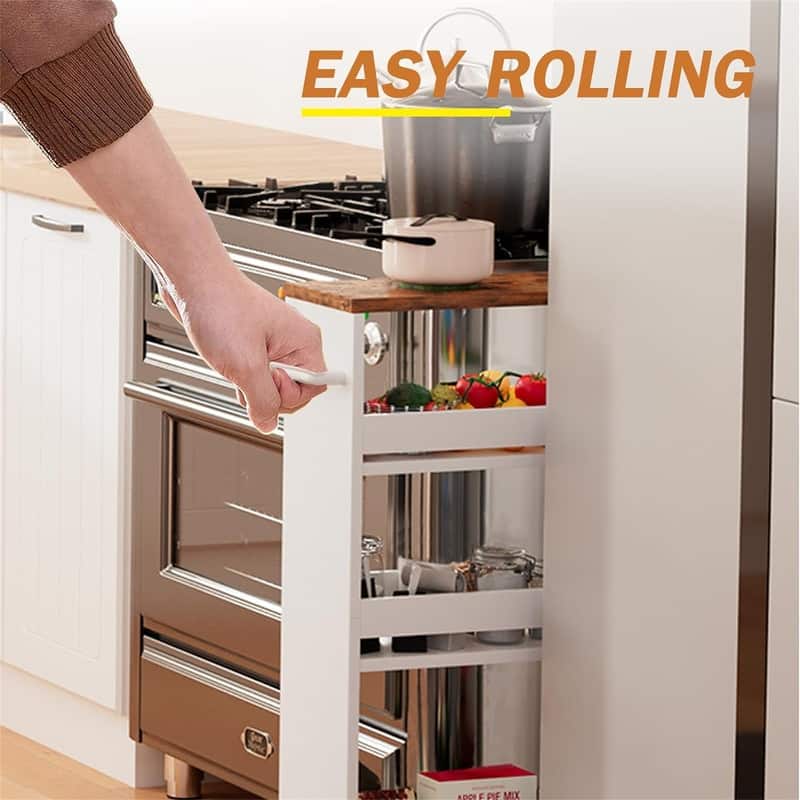 4 Tier Slim Storage Cart with Handle - 5.5"D x 15.5"W x 31.7"H