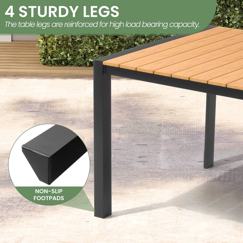 7-Piece Outdoor Patio Aluminum Dining Table with Stackable Dining Chairs