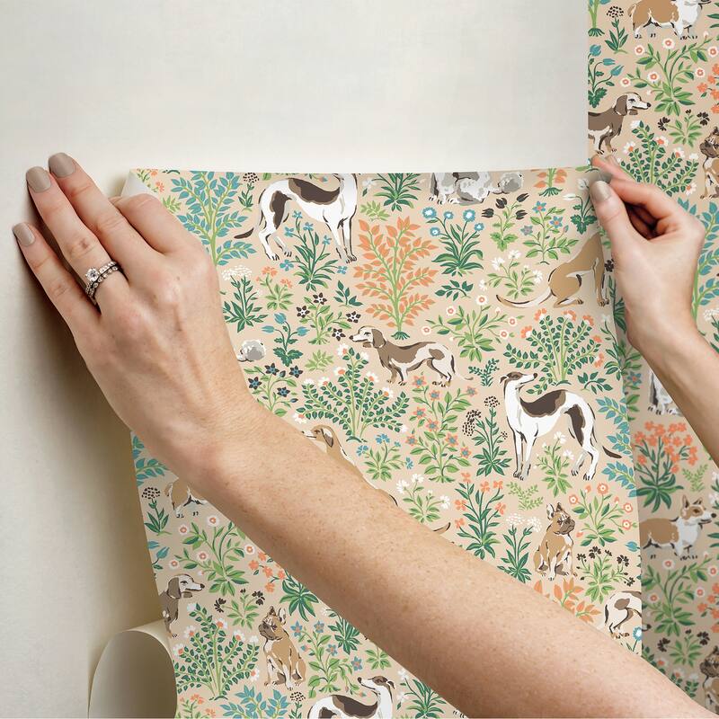 Printfresh Must Love Dogs Tan Peel and Stick Wallpaper
