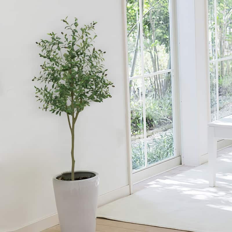 Olive Tree Artificial Plant In Black Pot