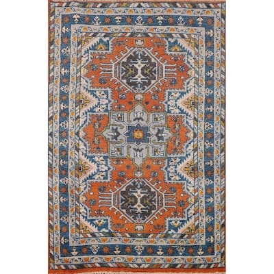 Geometric Heriz Serapi Oriental Foyer Rug Hand-Knotted Wool Carpet - 3'11"x 5'10"