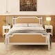 preview thumbnail 11 of 18, King Size Platform Bed Frame with Rattan Headboard White