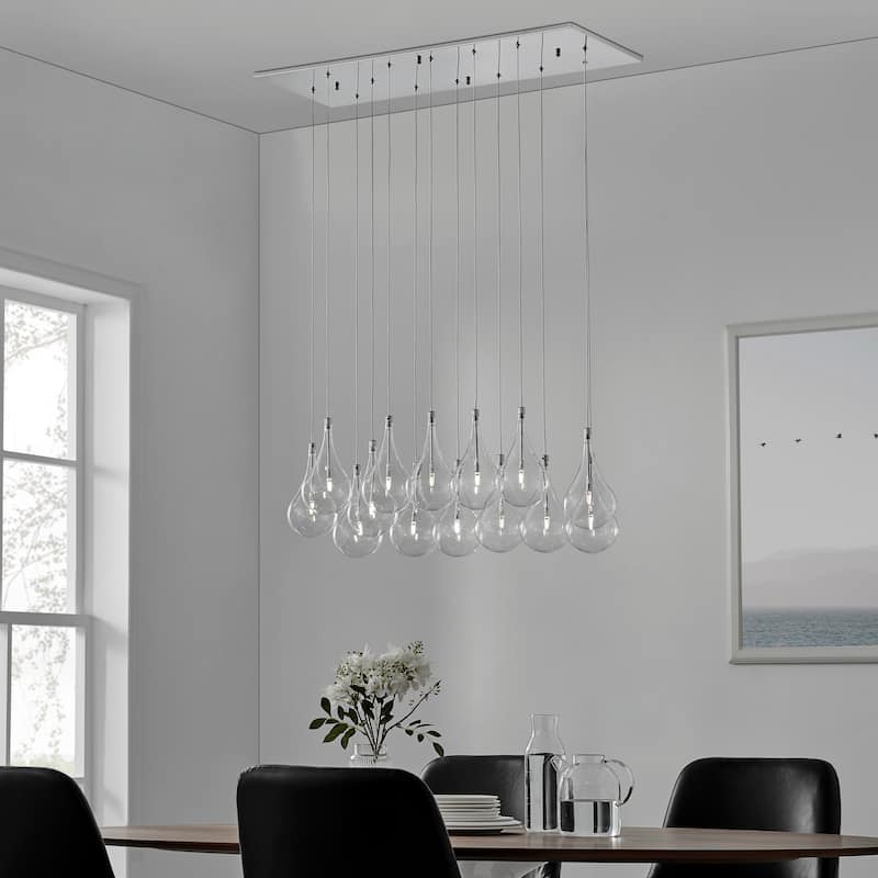 14 Glass Globes Dimmable LED Chrome Chandelier - Chandelier Only