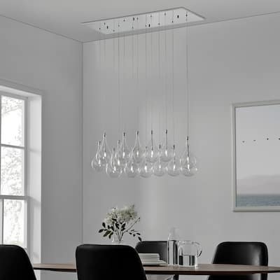 14 Glass Globes Dimmable LED Chrome Chandelier