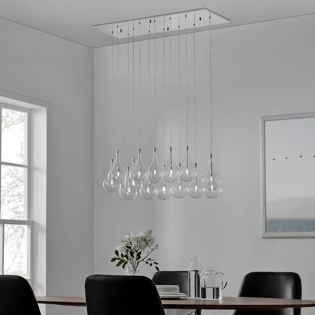 14 Glass Globes Dimmable LED Chrome Chandelier