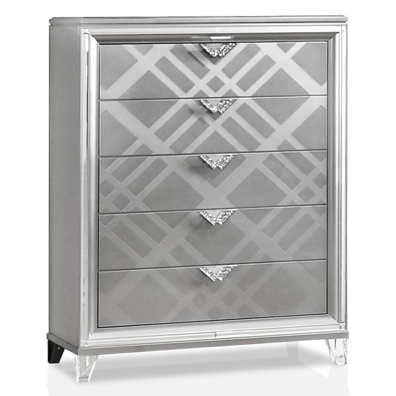 Furniture of America Bel Air Glam Wood 6-Piece Platform Bedroom Set with USB Port