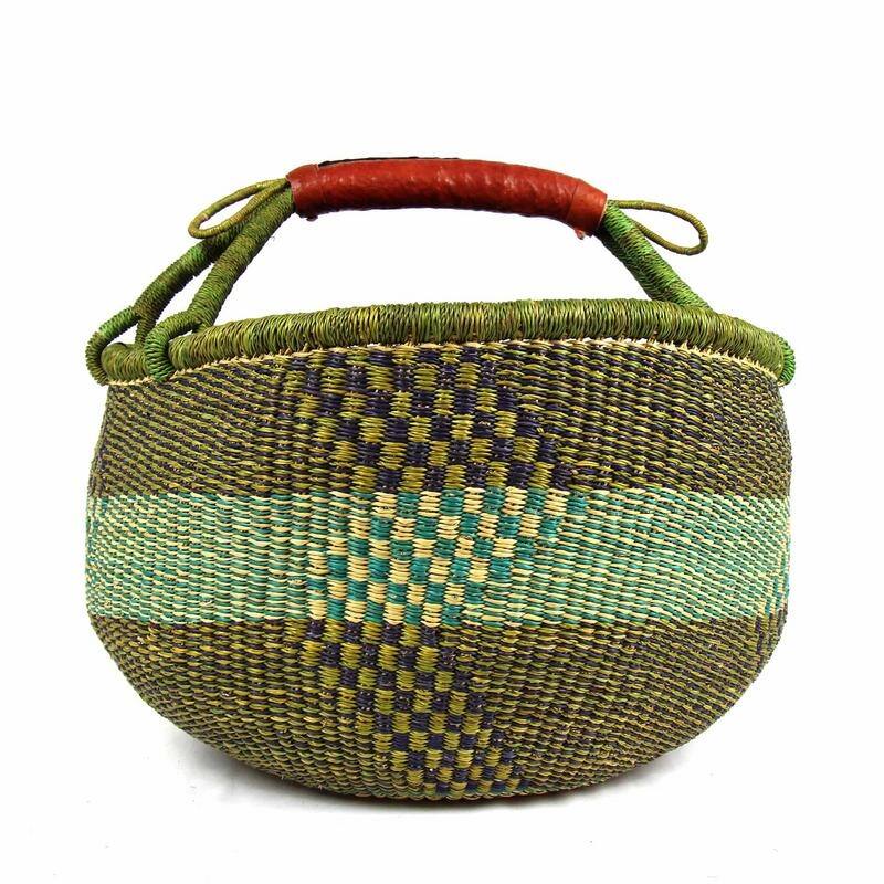 Handmade Large Market Basket, Mixed Colors
