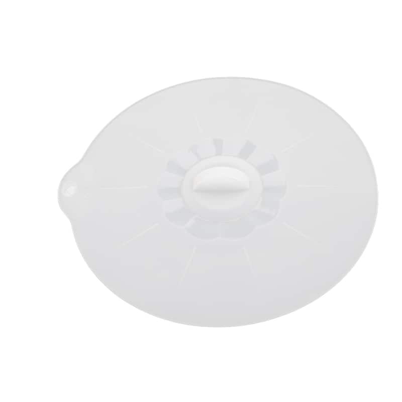 Kitchen Silicone Frying Pan Pot Skillet Bowl Lid Food Cover Clear White 2pcs - Clear White