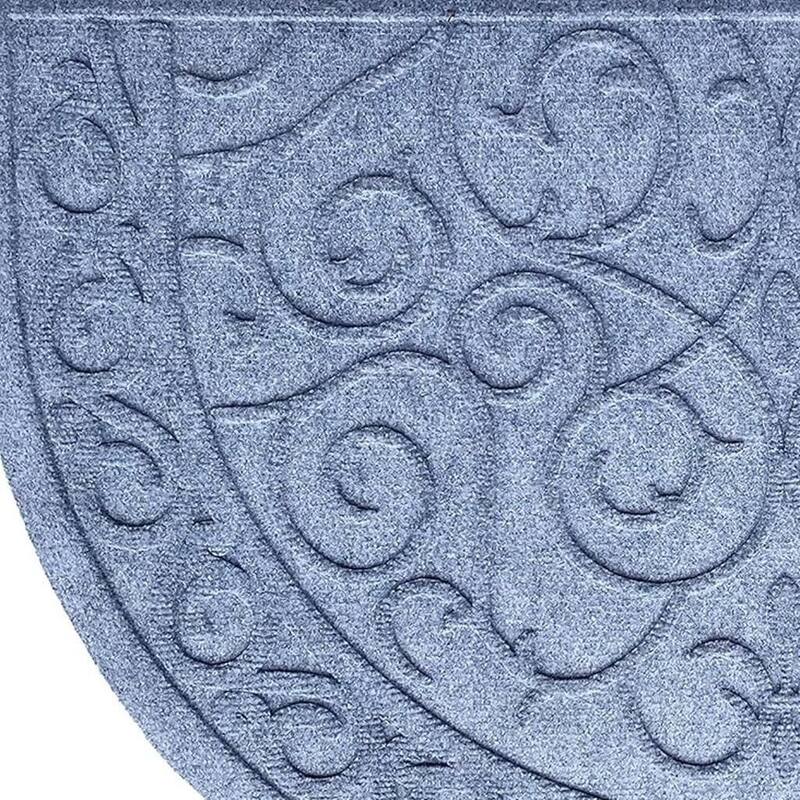 HomeRoots 24" X 36" Gray Scrollwork Semi Circle Outdoor Polypropylene Door Mat - 24' X '36