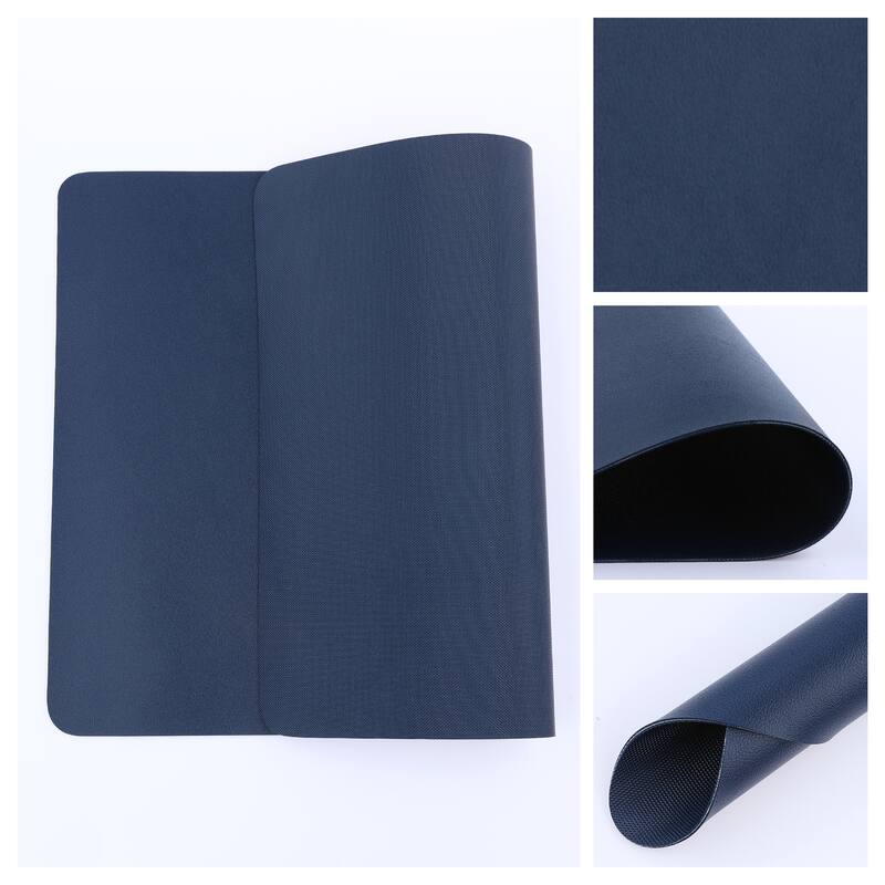 6 Pack Faux Leather Placemats for Kitchen Dining Table Decor Heat Resistant Table Placemats Wipeable Table Mat - 17*12in - Dark Blue